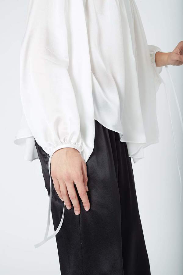 KES Ruched Peasant Blouse - Natural