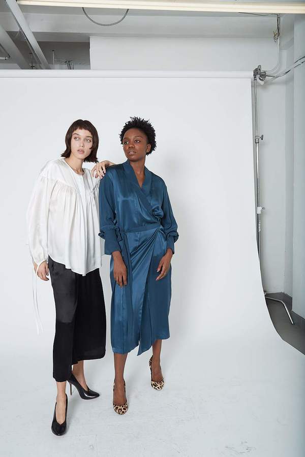 KES Ruched Peasant Blouse - Natural