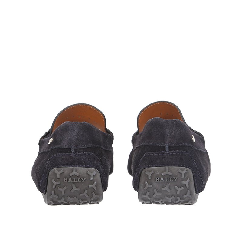 Bally Pearce Men’s Suede Drivers Blue 11.5 BALLY PEARCE OAK DARK GREEN SUEDE WEB LOGO DRIVING LOAFERS  main image 4