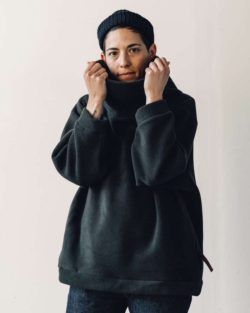 Kapital Reverse Fleece Big Highneck Sweatshirt - Black | Garmentory