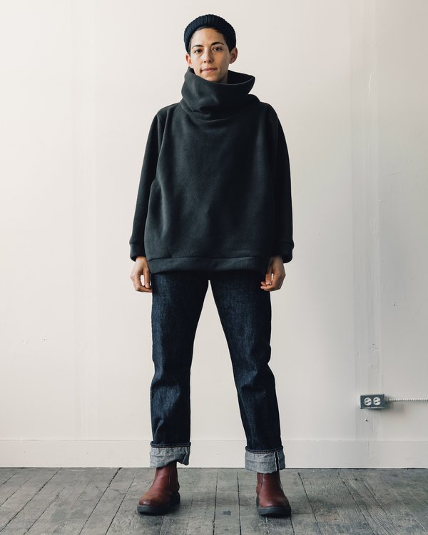 Kapital Reverse Fleece Big Highneck Sweatshirt - Black | Garmentory