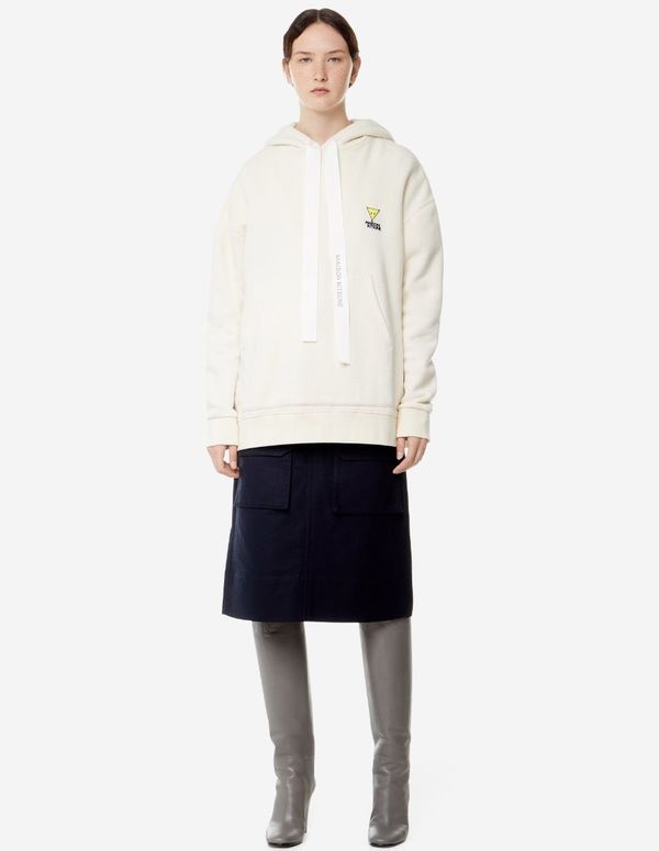 Unisex Kitsune Oversized Hoodie - Off White Unisex Kitsune Oversized Hoodie - Off White