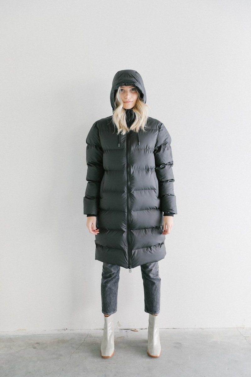 unisex Rains Long Puffer Jacket gray Garmentory