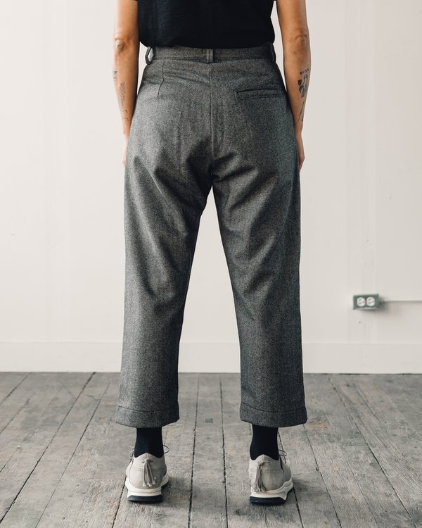 evan kinori 黒 pant 32 single pleat wool Single Pleat Pant - Brushed Wool/Cashmere Flannel, Navy – evan kinori