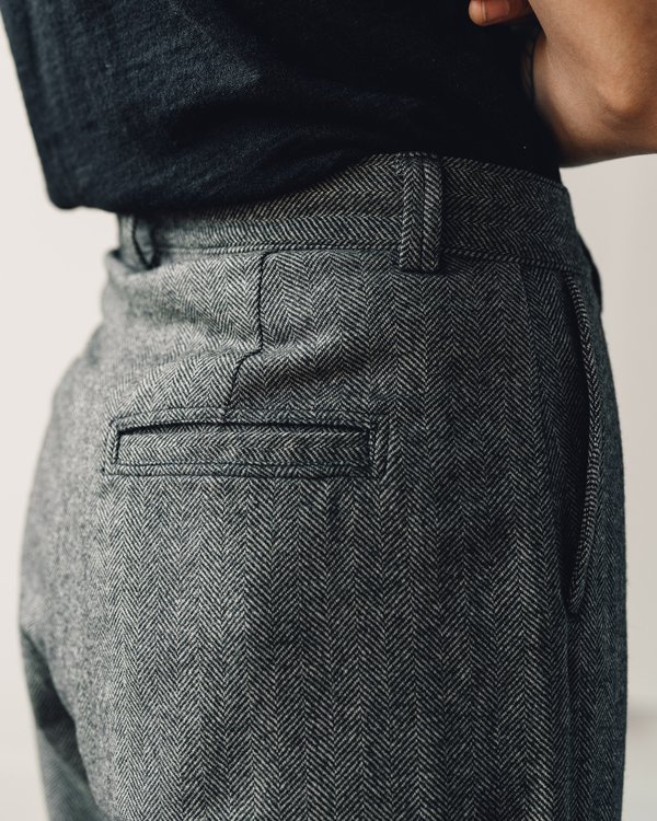 evan kinori 黒 pant 32 single pleat wool Evan Kinori Single Pleat Pant, Black Linen/Wool Twill