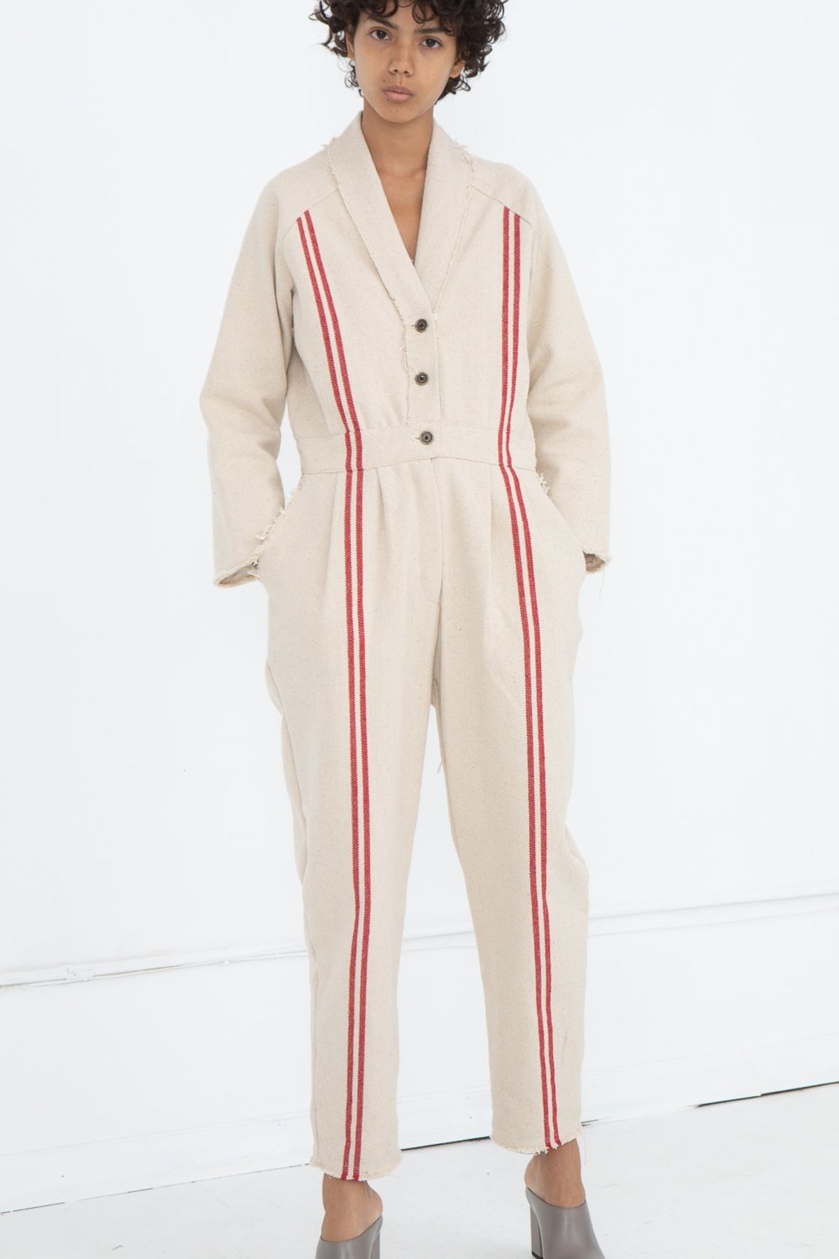 Little Creative Factory Hessian Overalls - Red Stripe - Image 1 of 6