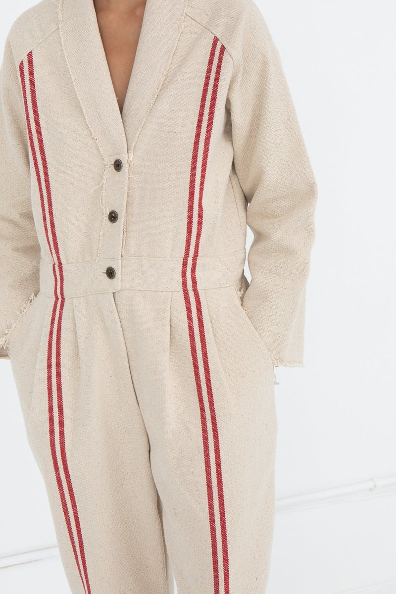 Little Creative Factory Hessian Overalls - Red Stripe