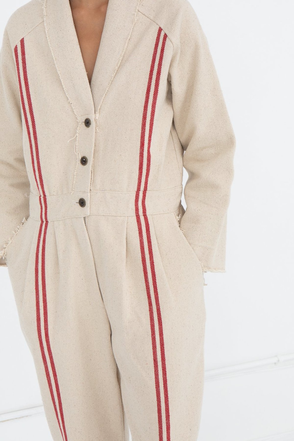 Little Creative Factory Hessian Overalls - Red Stripe - Image 3 of 6