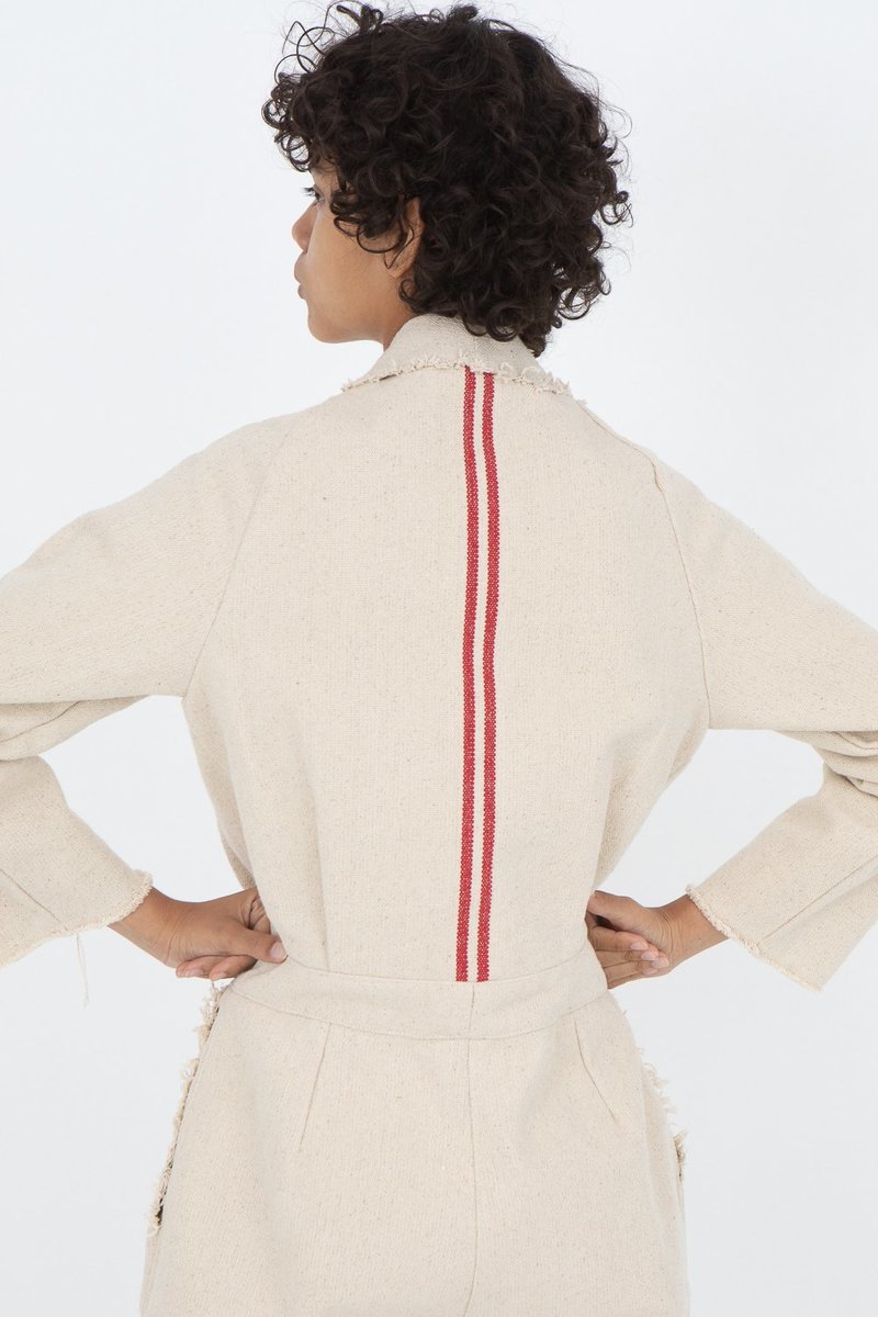 Little Creative Factory Hessian Overalls - Red Stripe