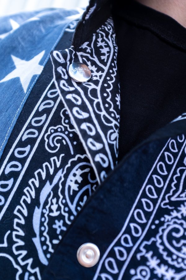 Old Park Reversible Bandana & American Flag Coach Jacket - Black