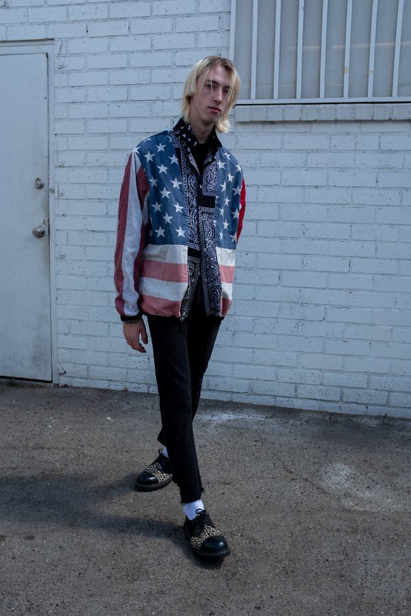 Old Park Reversible Bandana & American Flag Coach Jacket - Black