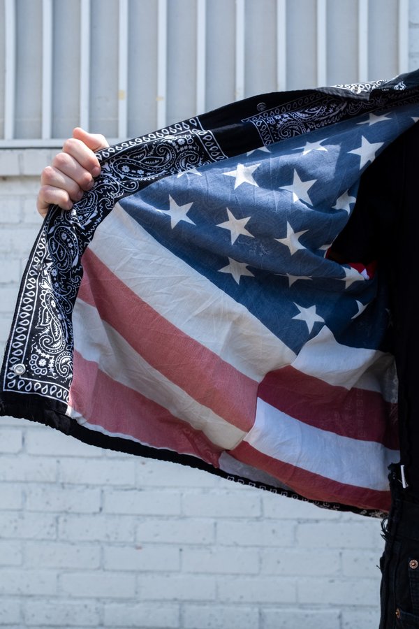 Old Park Reversible Bandana & American Flag Coach Jacket - Black
