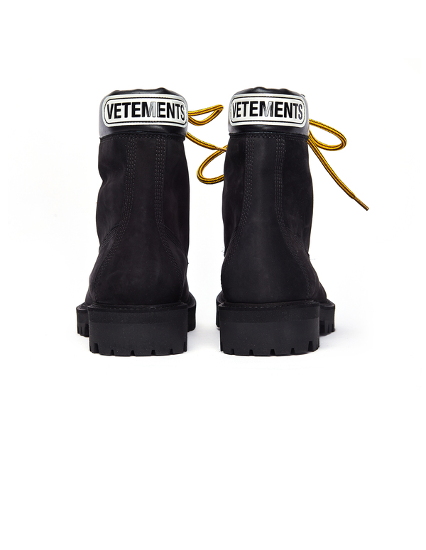 Vetements Nubuck Trucker Logo Boots - Black | Garmentory