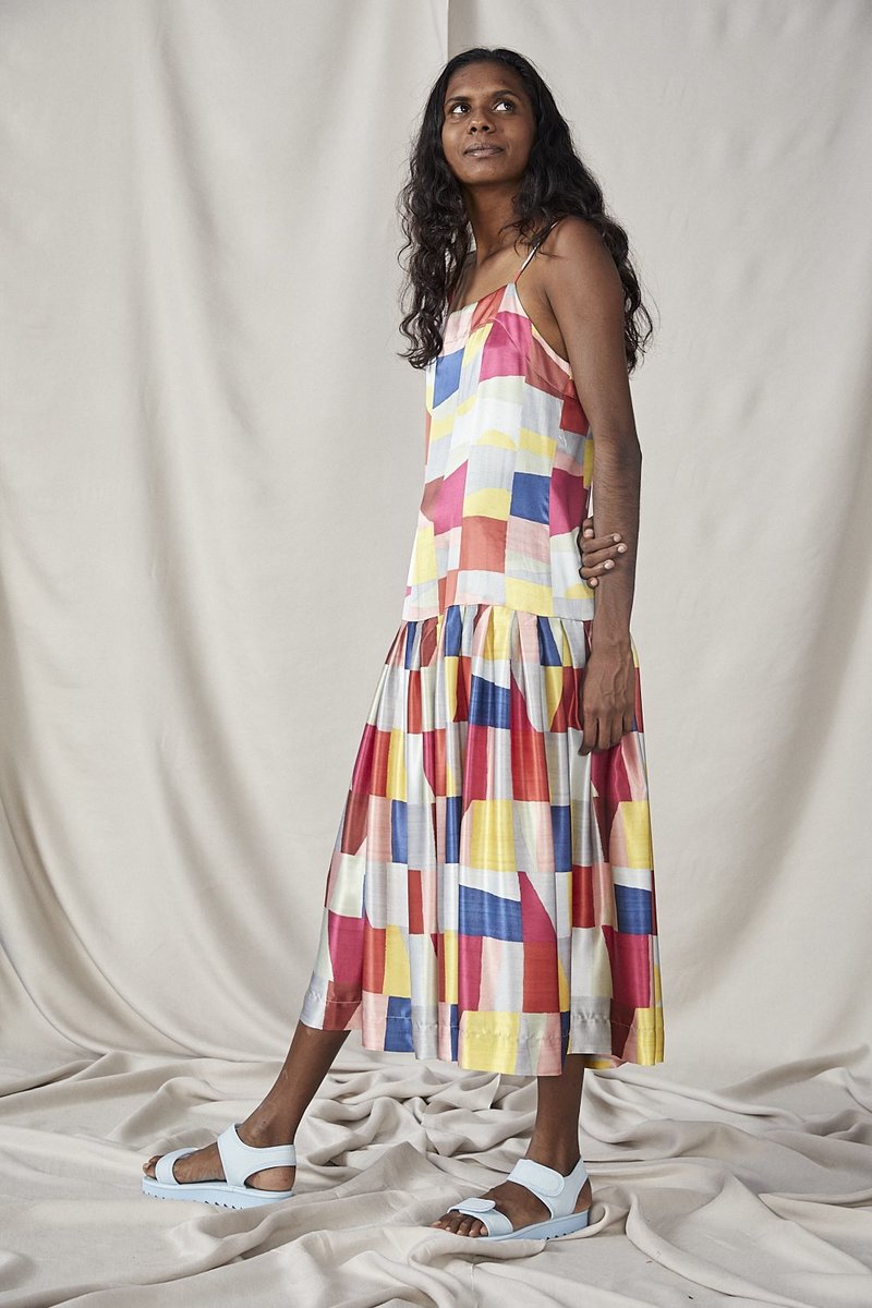 Lois Hazel Fold Drop Dress - Colourblock