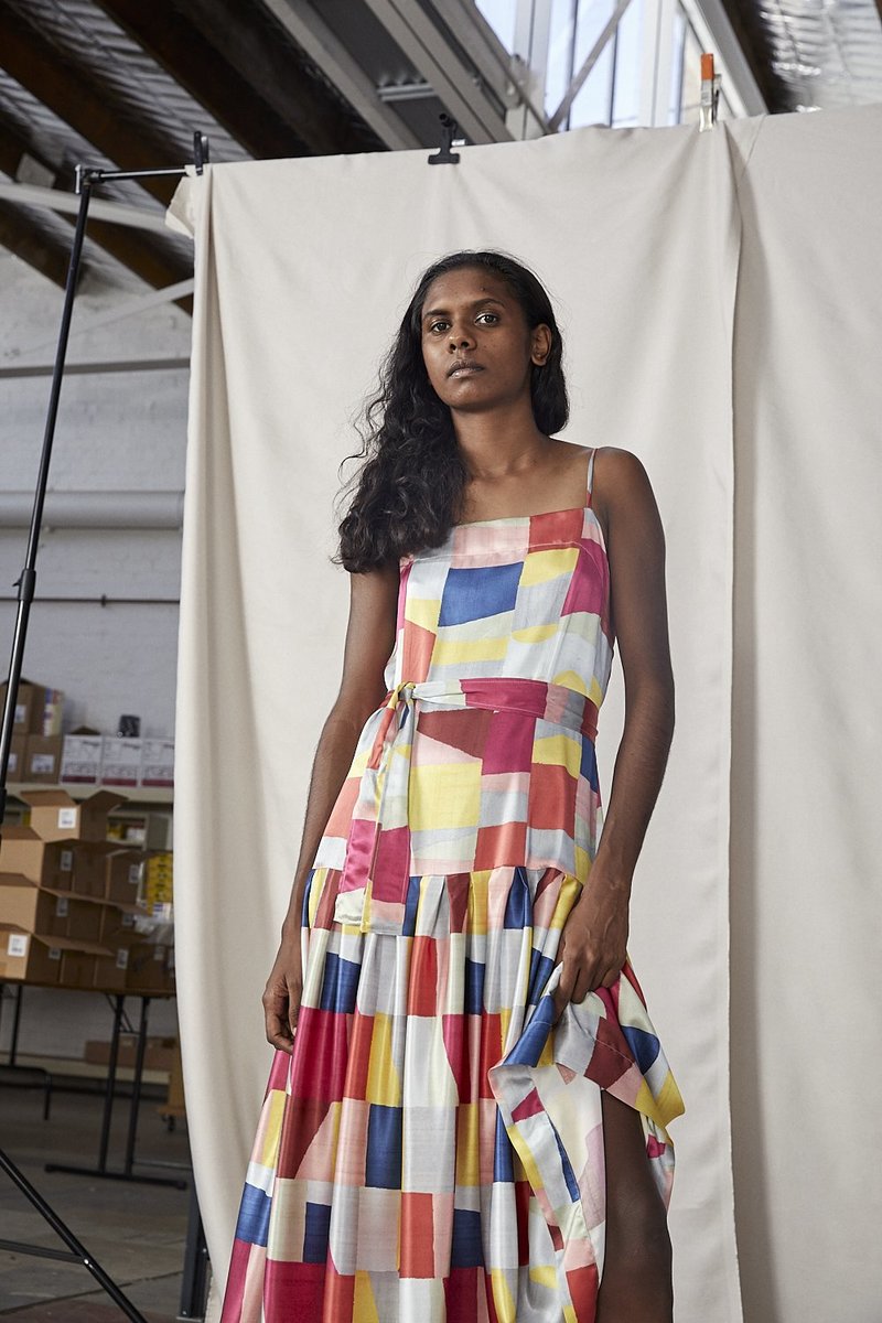 Lois Hazel Fold Drop Dress - Colourblock