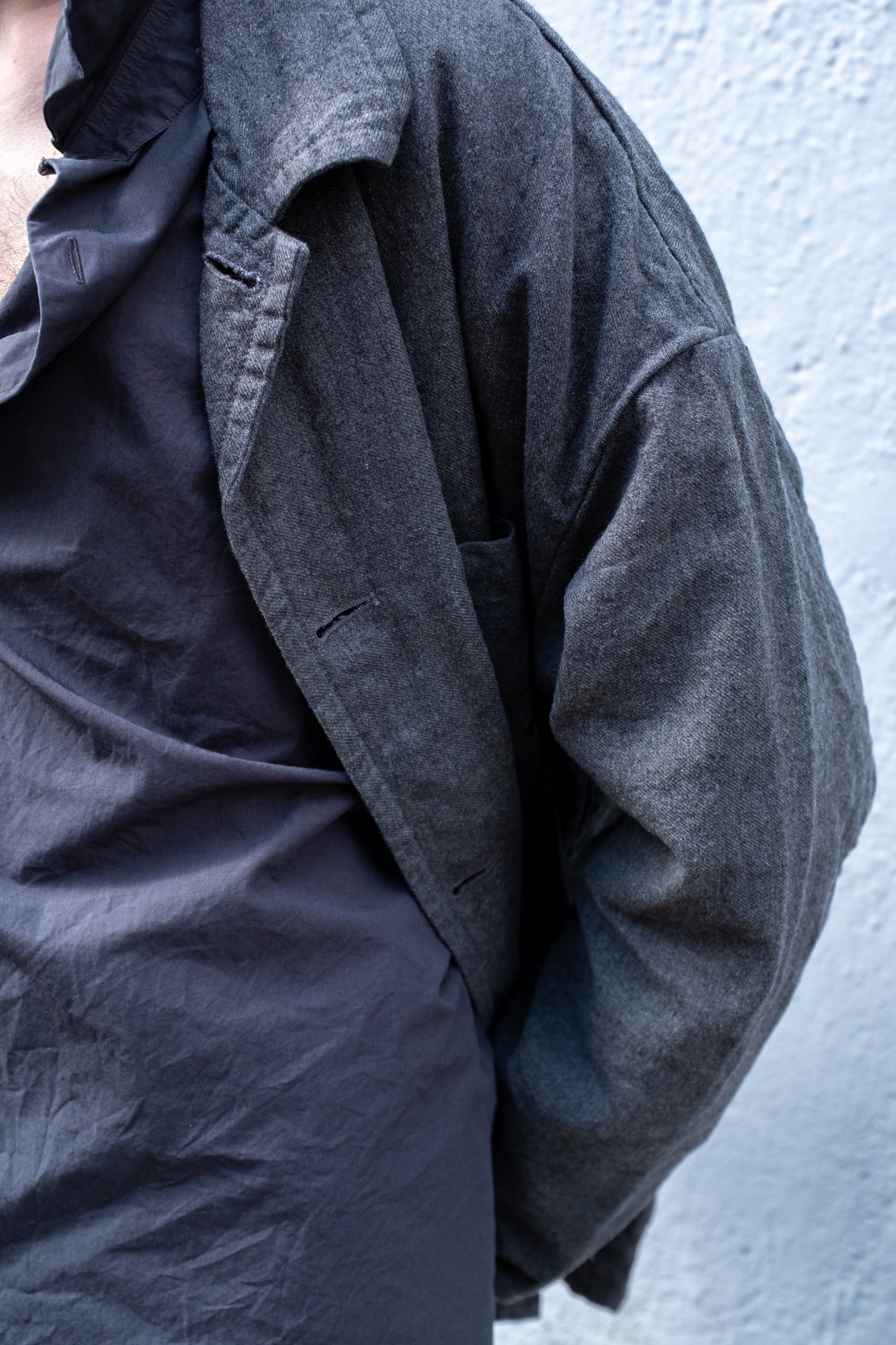 Casey Casey Wool Linen Oversized Chore Jacket Grey Garmentory