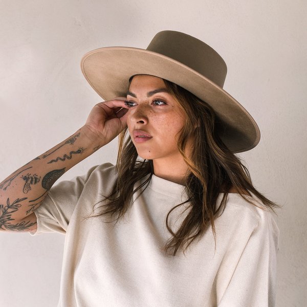 Janessa Leone Tan Wool Hat with Silver Detail - Size Medium Lyra Hat | Janessa Leoné – Janessa Leone main image 3