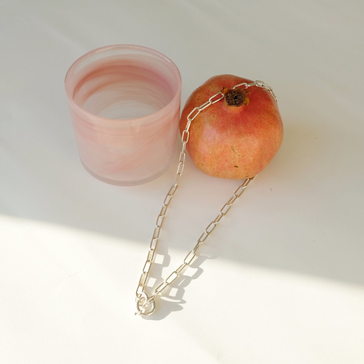 Large Oval Crystal Pendant On Chunky Chain Necklace