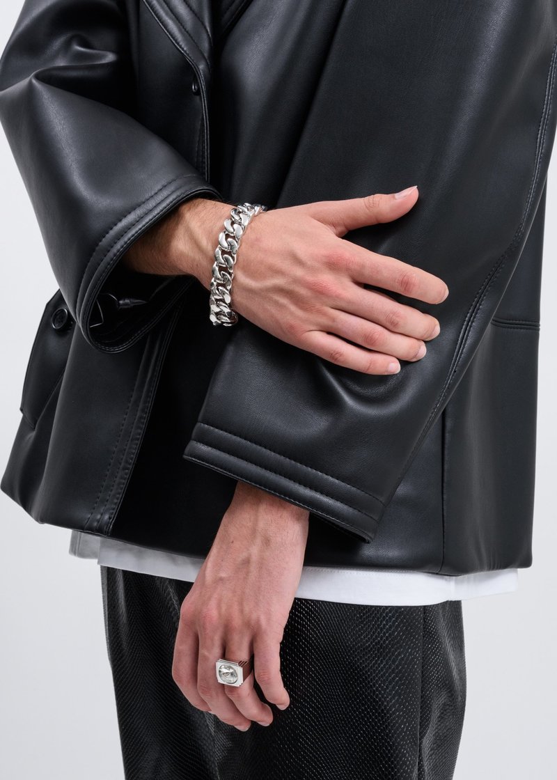 we11done Square Ring with Crystal - Silver | Garmentory