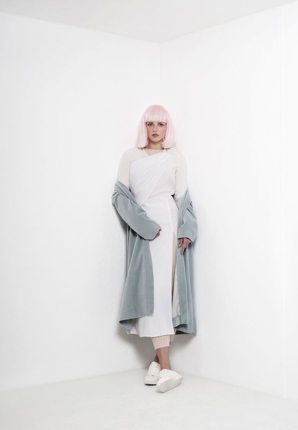 SIZ DABIH ROBE COAT - Light Blue Velvet SIZ DABIH ROBE COAT - Light Blue Velvet