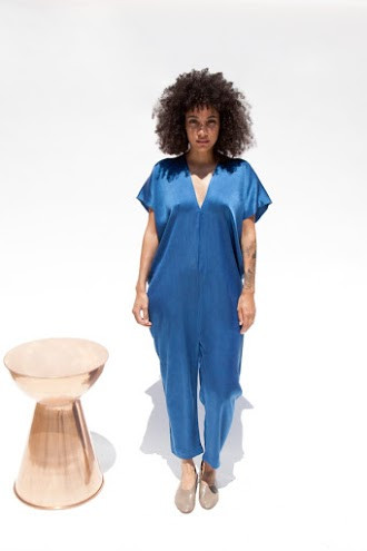 Miranda Bennett Everyday Jumpsuit, Silk Charmeuse in Indigo Miranda Bennett Everyday Jumpsuit, Silk Charmeuse in Indigo