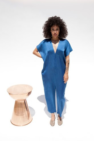 Miranda Bennett Everyday Jumpsuit, Silk Charmeuse in Indigo Miranda Bennett Everyday Jumpsuit, Silk Charmeuse in Indigo