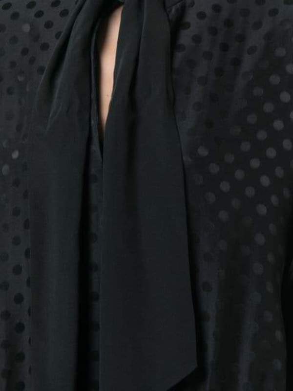 TIBI Dot Jacquard Dolman Tie Neck Panneled Dress - black TIBI Dot Jacquard Dolman Tie Neck Panneled Dress - black