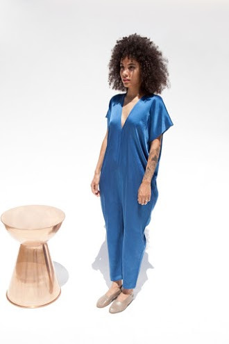 Miranda Bennett Everyday Jumpsuit, Silk Charmeuse in Indigo Miranda Bennett Everyday Jumpsuit, Silk Charmeuse in Indigo