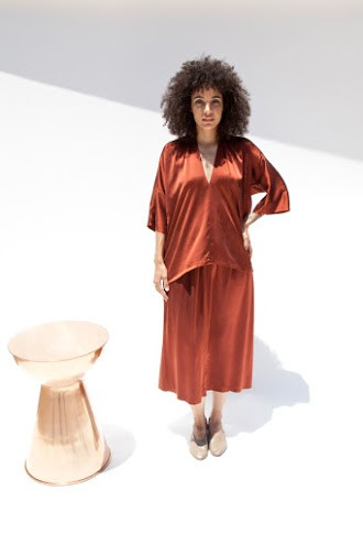 Miranda Bennett Muse Top, Silk Charmeuse in Claret Miranda Bennett Muse Top, Silk Charmeuse in Claret