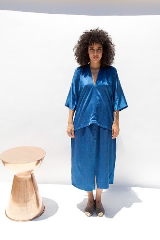Miranda Bennett Muse Top, Silk Charmeuse in Indigo Miranda Bennett Muse Top, Silk Charmeuse in Indigo