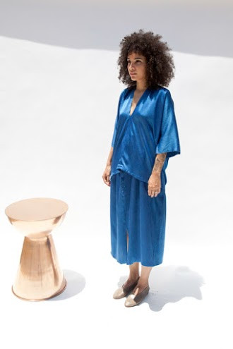 Miranda Bennett Muse Top, Silk Charmeuse in Indigo Miranda Bennett Muse Top, Silk Charmeuse in Indigo