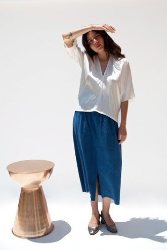 Miranda Bennett Muse Top, Silk Charmeuse in Natural Miranda Bennett Muse Top, Silk Charmeuse in Natural