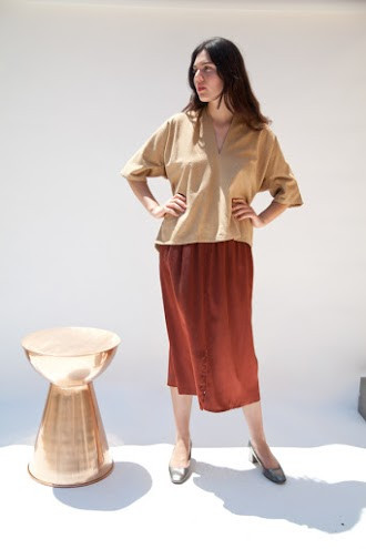 Miranda Bennett Muse Top, Silk Noil in Camel Miranda Bennett Muse Top, Silk Noil in Camel
