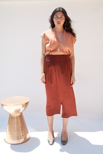 Miranda Bennett Paper Bag Skirt, Silk Charmeuse in Claret Miranda Bennett Paper Bag Skirt, Silk Charmeuse in Claret
