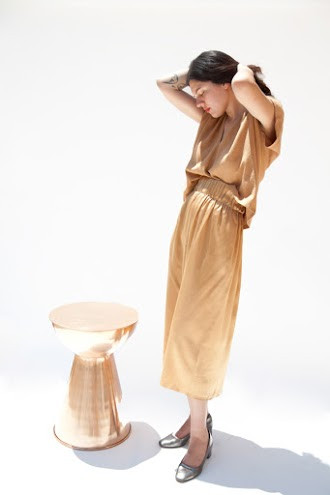 Miranda Bennett Paper Bag Skirt, Silk Charmeuse in Sand Miranda Bennett Paper Bag Skirt, Silk Charmeuse in Sand
