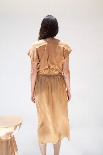 Miranda Bennett Paper Bag Skirt, Silk Charmeuse in Sand Miranda Bennett Paper Bag Skirt, Silk Charmeuse in Sand