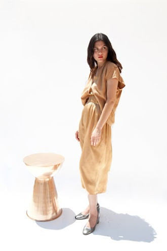 Miranda Bennett Paper Bag Skirt, Silk Charmeuse in Sand Miranda Bennett Paper Bag Skirt, Silk Charmeuse in Sand