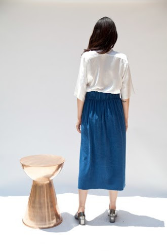 Miranda Bennett Paper Bag Skirt, Silk Noil in Indigo Miranda Bennett Paper Bag Skirt, Silk Noil in Indigo