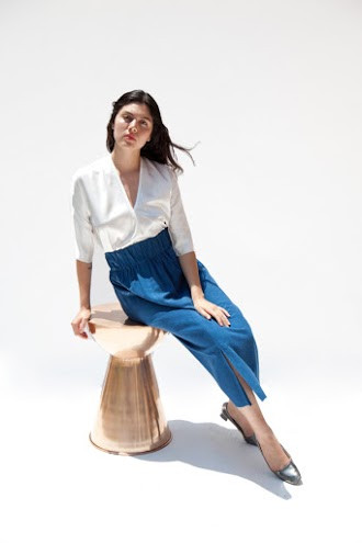 Miranda Bennett Paper Bag Skirt, Silk Noil in Indigo Miranda Bennett Paper Bag Skirt, Silk Noil in Indigo