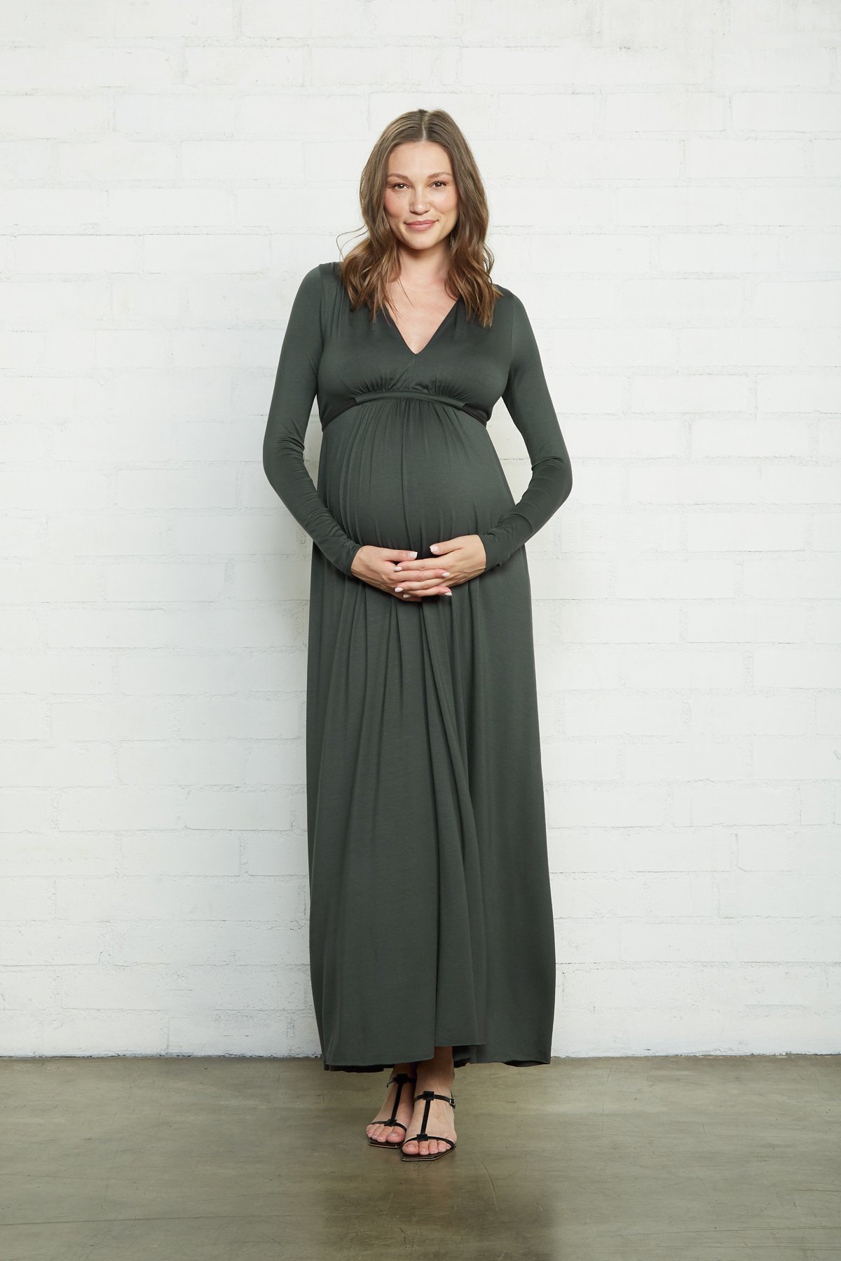 Rachel Pally Long Sleeve Full Length Caftan Maternity Dress - Juniper |  Garmentory