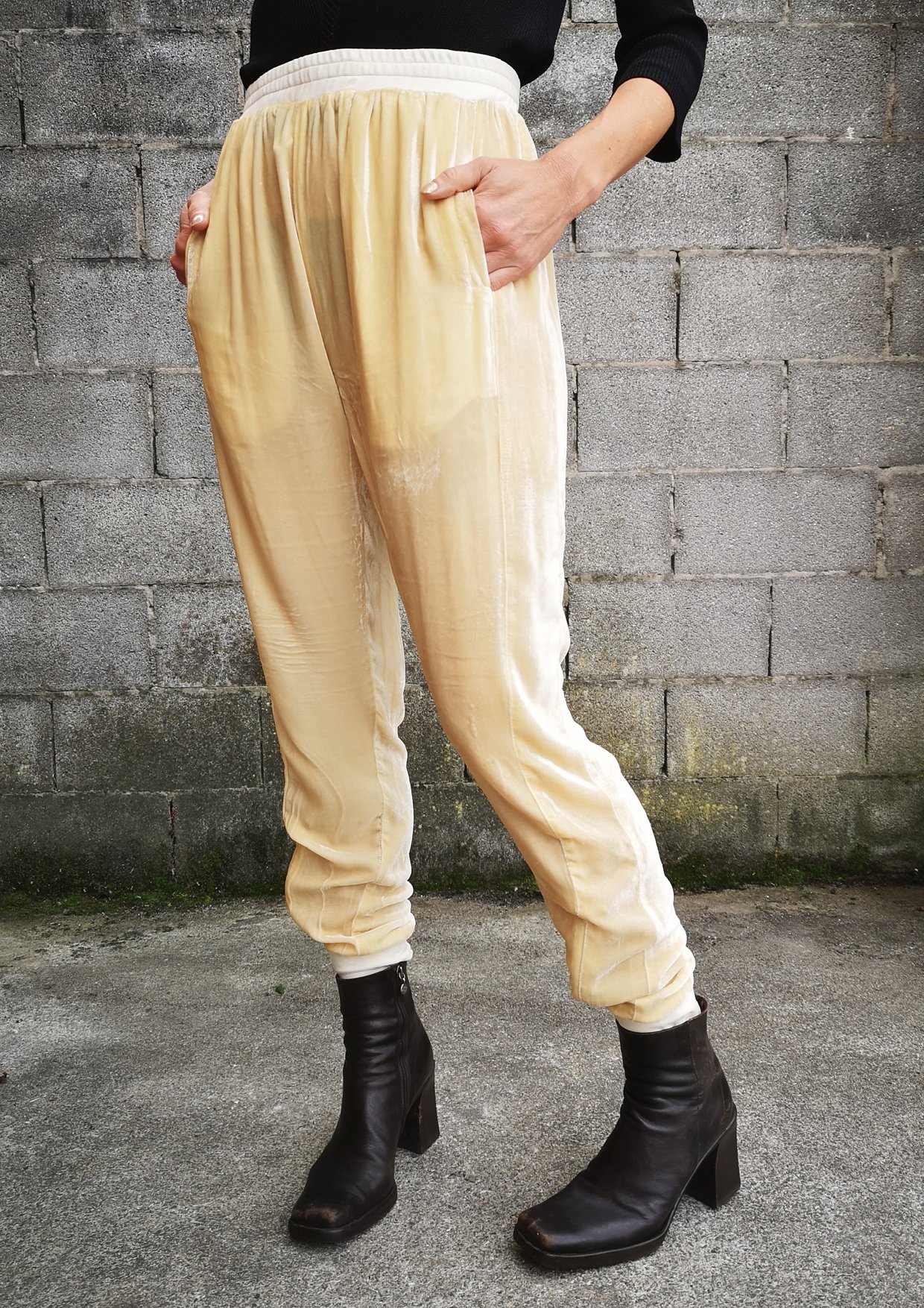 ivory velvet pants