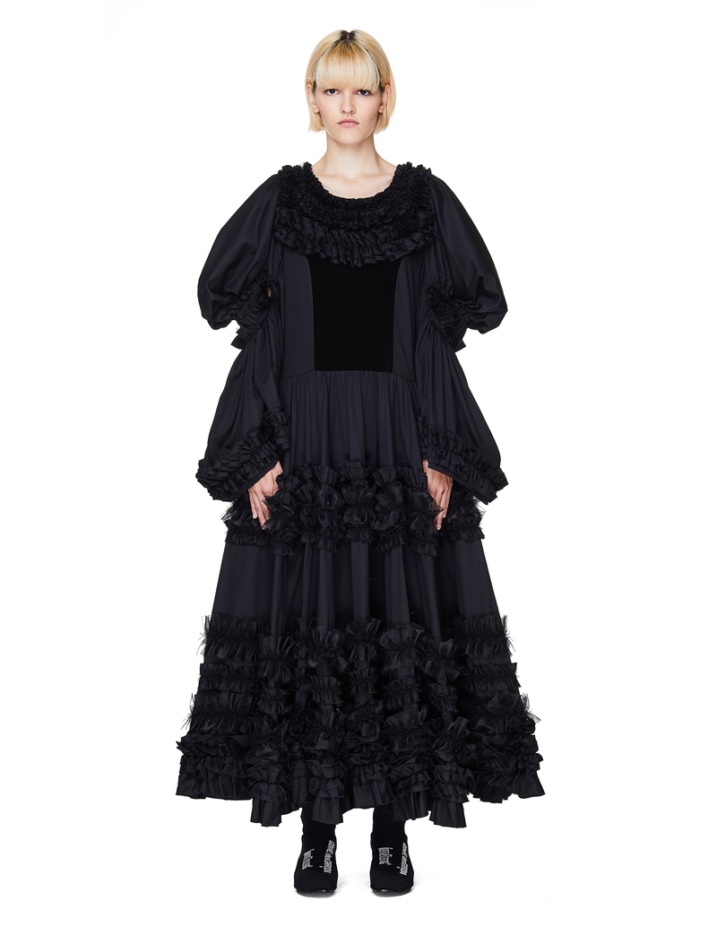ワンピース COMME des GARCONS Black frill dress Comme des Garçons Comme des Garcons Black Cotton Ruffled