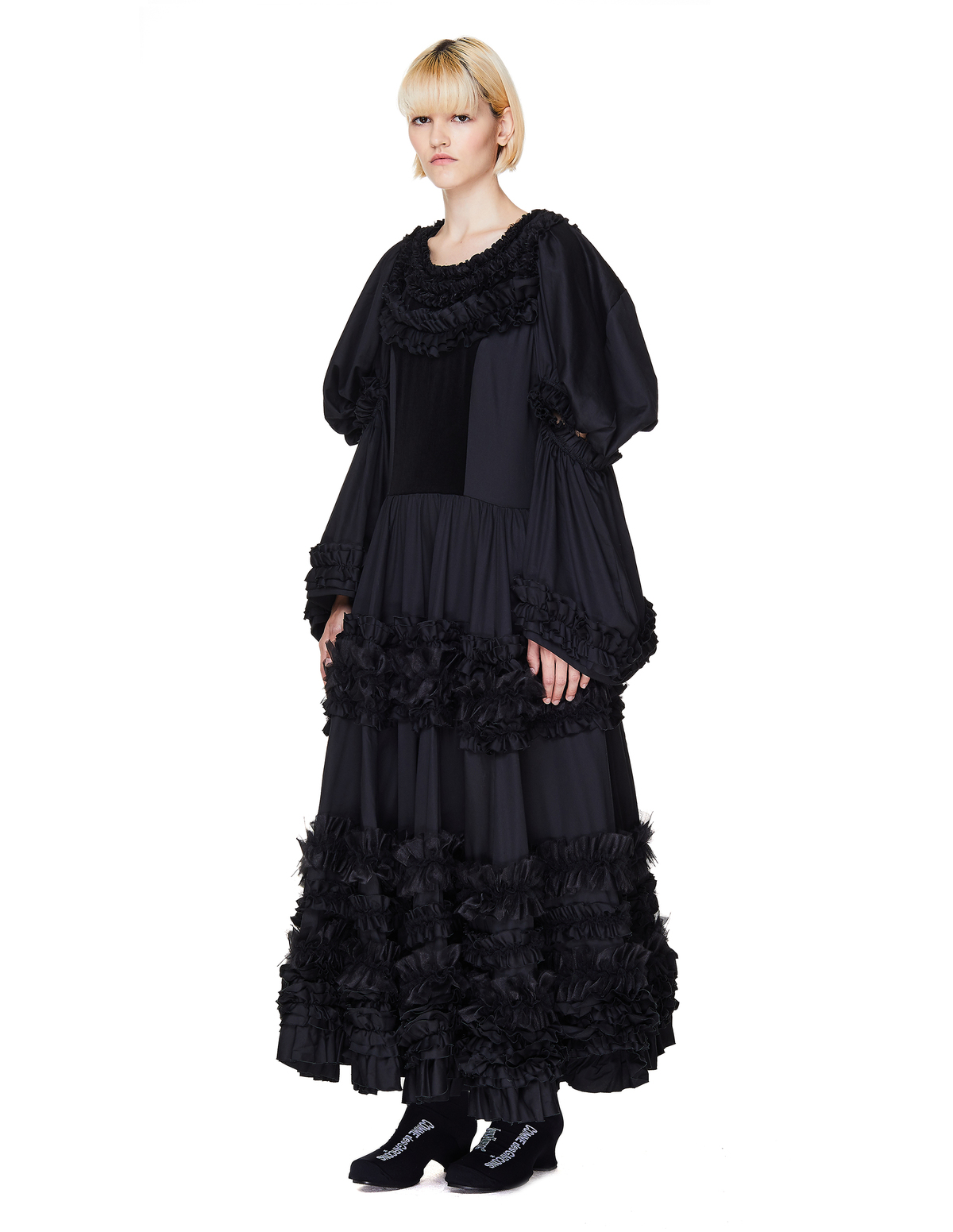 Comme des Garçons Comme des Garcons Black Cotton Ruffled Dress