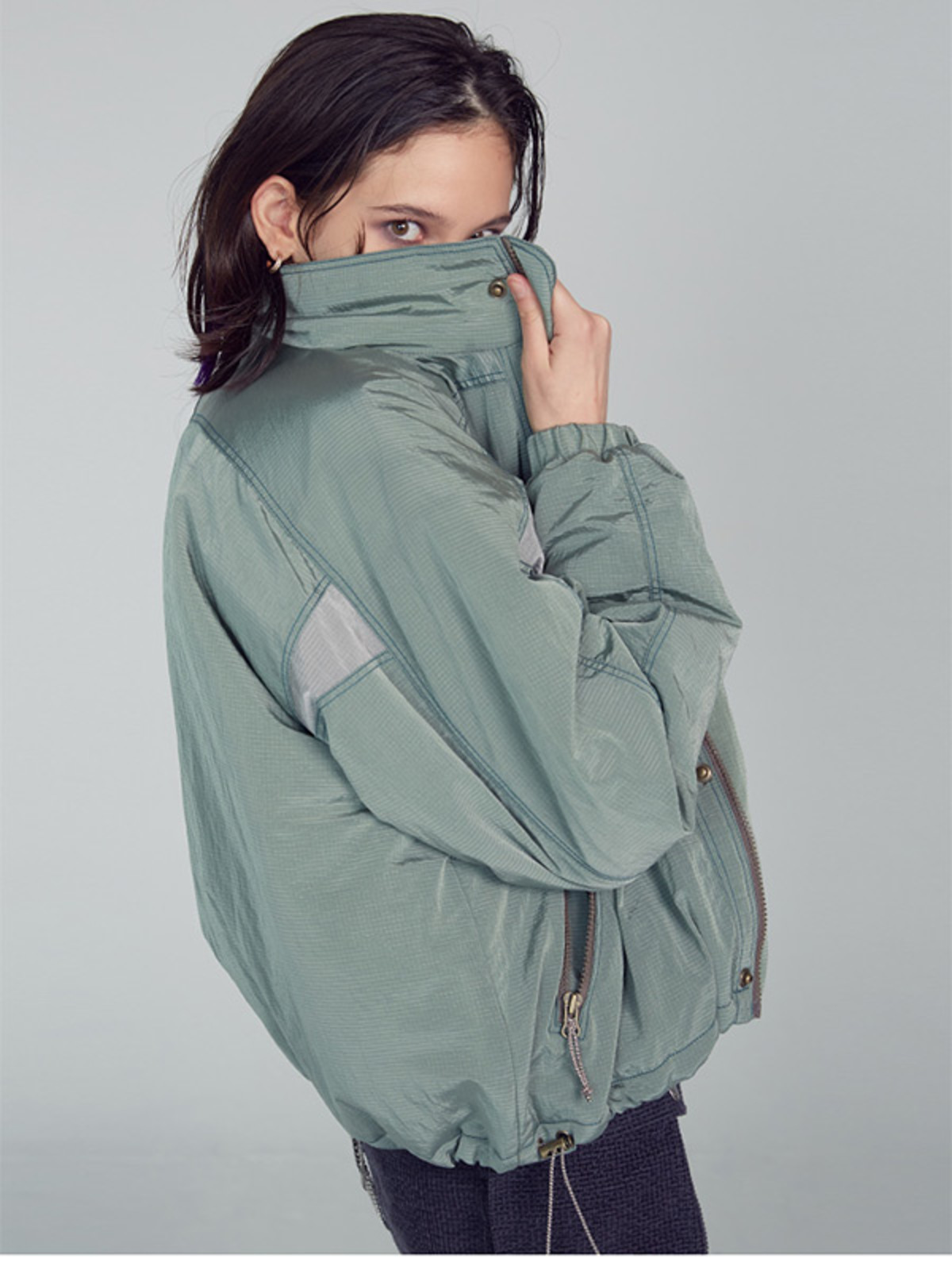 SCULPTOR|^|Retro Combi Windbreaker _Pale Mint | Garmentory
