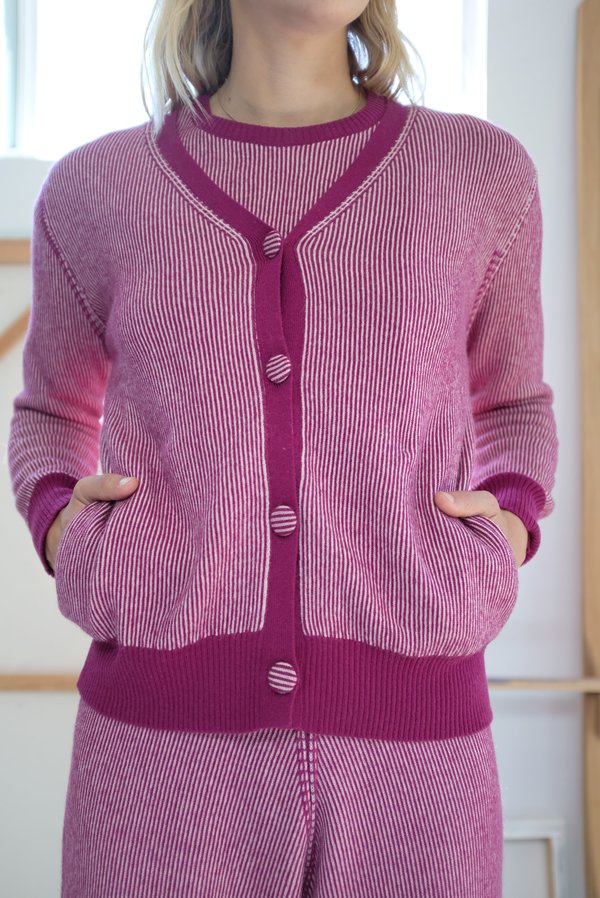 Beklina Cashmere Ribbed Cardigan - Baya/Petal Beklina Cashmere Ribbed Cardigan - Baya/Petal