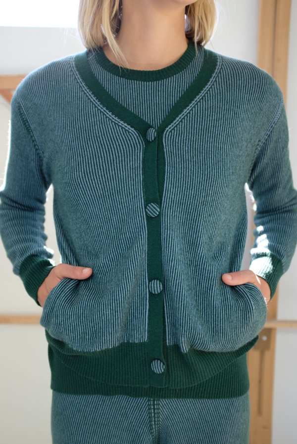 Beklina Cashmere Ribbed Cardigan - Lake Beklina Cashmere Ribbed Cardigan - Lake