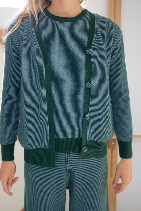 Beklina Cashmere Ribbed Cardigan - Lake Beklina Cashmere Ribbed Cardigan - Lake
