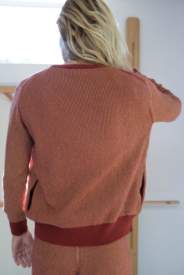 Beklina Cashmere Ribbed Cardigan - Rust/Gold Beklina Cashmere Ribbed Cardigan - Rust/Gold