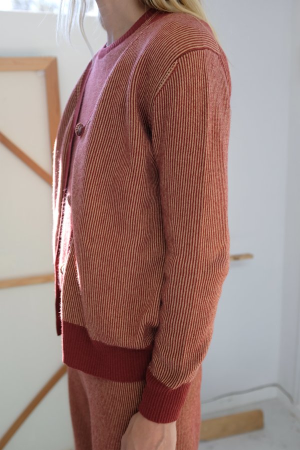Beklina Cashmere Ribbed Cardigan - Rust/Gold Beklina Cashmere Ribbed Cardigan - Rust/Gold