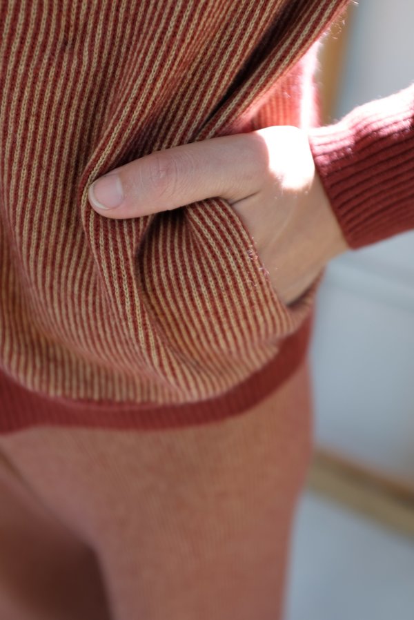 Beklina Cashmere Ribbed Cardigan - Rust/Gold Beklina Cashmere Ribbed Cardigan - Rust/Gold